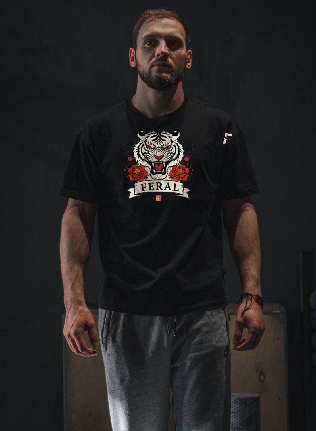 FERAL White Tiger Tee on model